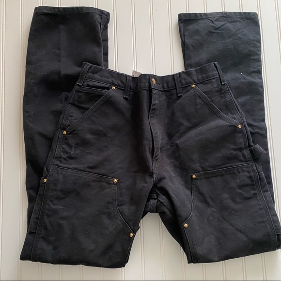 Carhartt Double Knee Dungaree Carpenter Work Pants Sz 32x36 Black B01 - Picture 7 of 9